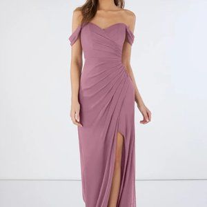 AZAZIE TESSA Sheath Off the Shoulder Mesh Floor-Length Dress Vintage Mauve